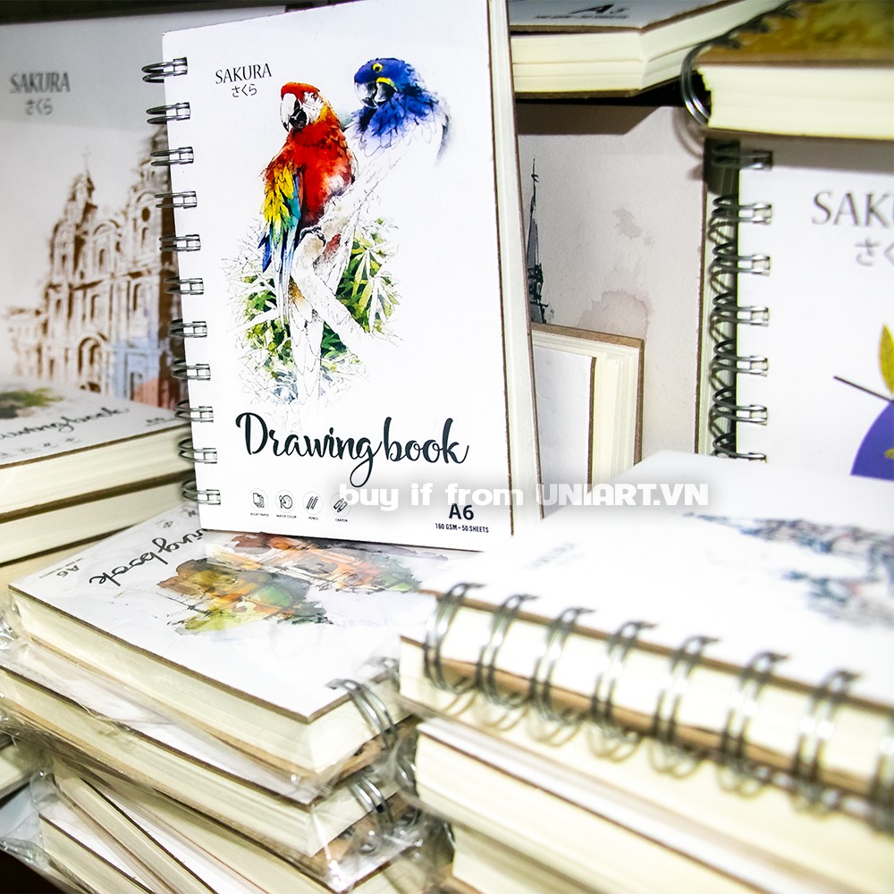 (THANH LÝ GIÁ GỐC) Sổ vẽ lò xo Drawing book Sakura A6/A5/A4/A3 50 tờ