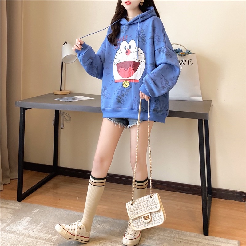 [Jamela] Áo hoodie nữ Doreamon thời trang Hàn Quốc