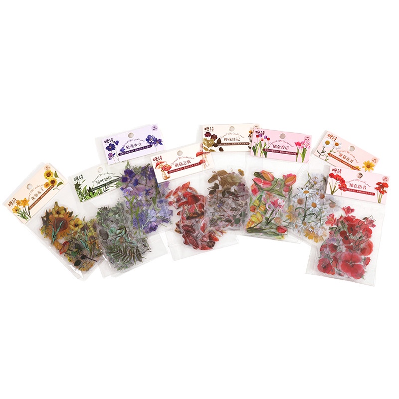Set 40 Miếng Dán PET Họa Tiết Cây Lá Cổ Điển Trang Trí Sổ Tay/ Album Ảnh