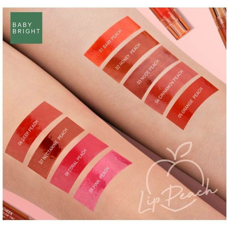 Son Kem Lì BÁN CHẠY NHẤT Thái Lan Baby Bright Lip & Cheek Peach Glow Tint 2.4g
