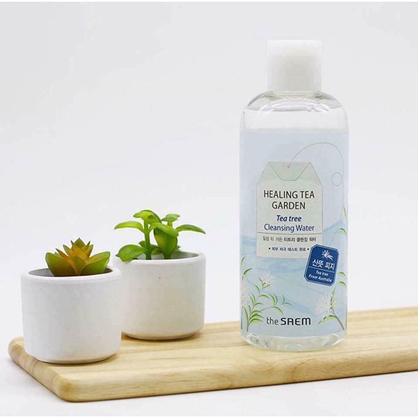 [Da Dầu, Da Mụn] Nước tẩy trang chiết xuất Tràm Trà The Saem Healing Tea Garden Tea Tree Cleansing Water 300ml