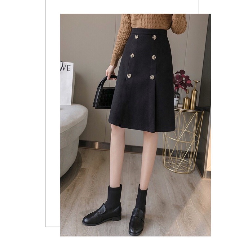 Chân váy nữ kiểu chữ a phối hai hàng cúc dài qua gối cực xinh váy đẹp nhất 2021 | BigBuy360 - bigbuy360.vn