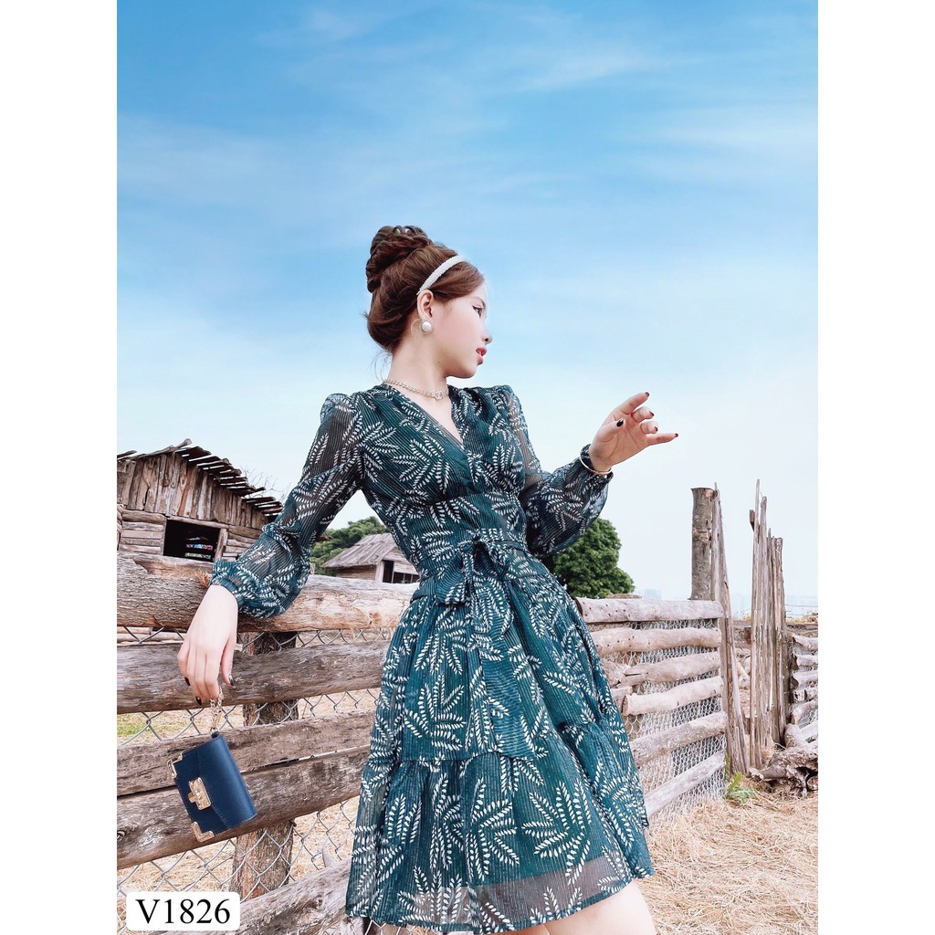 Váy xòe xanh tiểu thư V1826 - Đẹp Shop DVC (Kèm ảnh thật trải sàn do shop tự chụp) | BigBuy360 - bigbuy360.vn