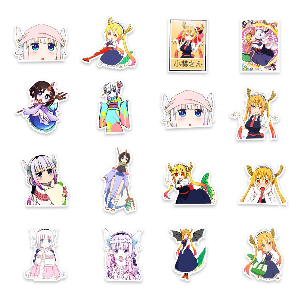 50 sticker cute chống nước dán mũ nón bảo hiểm MẪU ANIME KOBAYASHI’S DRAGONG MAID, vali 50 hình dán graffiti máy tính xá