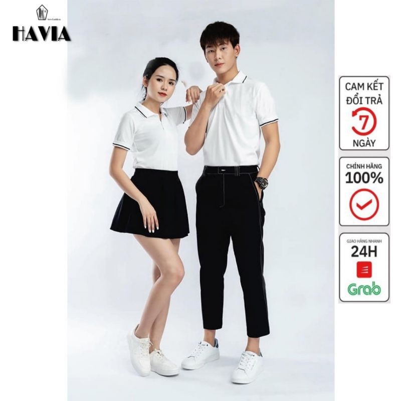 Áo phông nam có cổ phối viền HAVIA vải đẹp mát AT02 | BigBuy360 - bigbuy360.vn