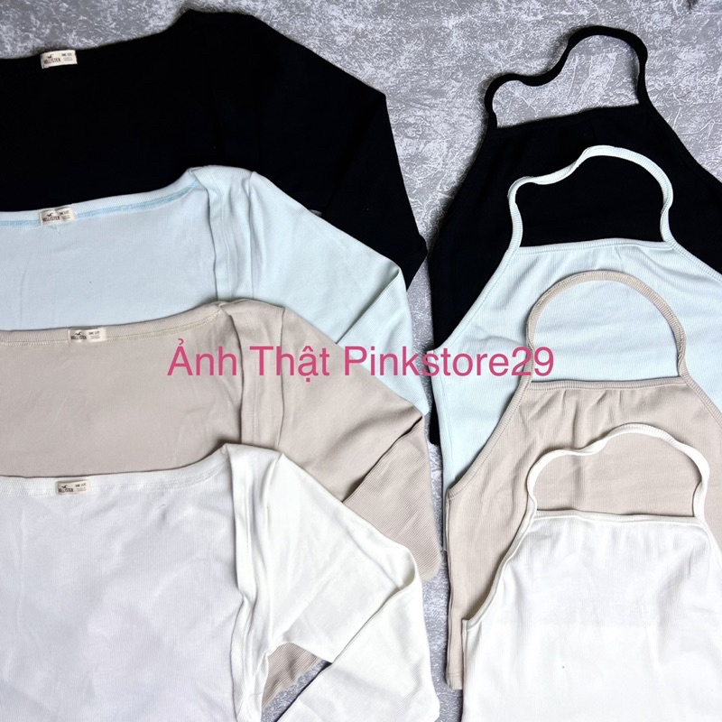 Áo Croptop Cổ Kiểu Yếm Kèm Áo Khoác Lưng Cao Tay Dài A5273