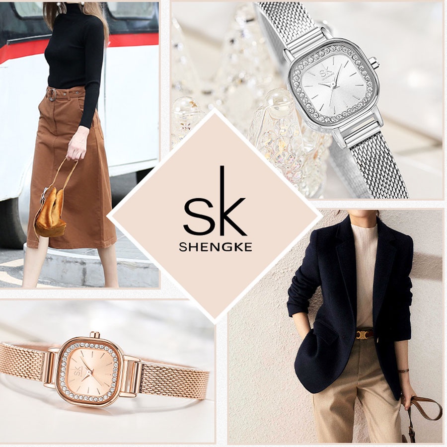Đồng hồ nữ sk mặt vuông, đồng hồ nữ chống nước, sang trọng
