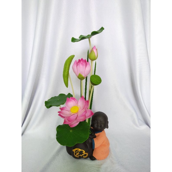 Chậu chú tiểu mẫu hoa sen cao 29cm