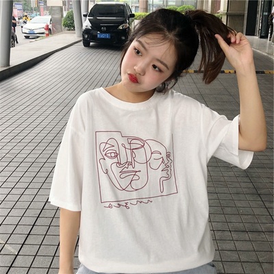 Áo thun SUXI tay ngắn dáng rộng họa tiết trẻ trung phong cách Hàn Quốc thời trang dành cho nữ