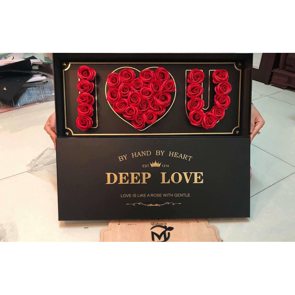 (Giảm sâu) Hoa sáp hộp chữ I Love You gấp gọn cao cấp