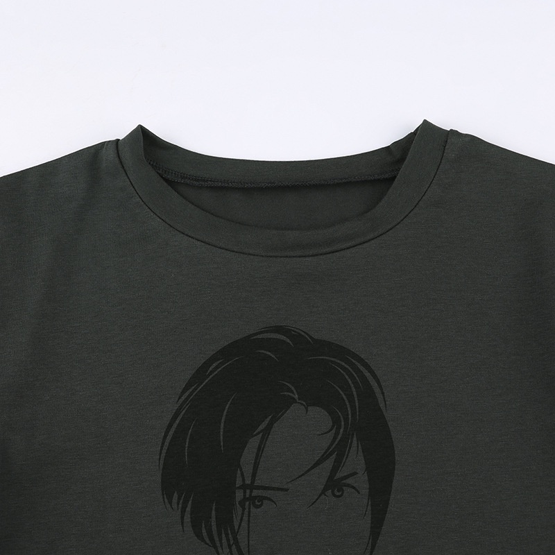 Áo Thun Tay Ngắn Cổ Tròn In Họa Tiết Chân Dung Thời Trang Cá Tính Cho Nữ