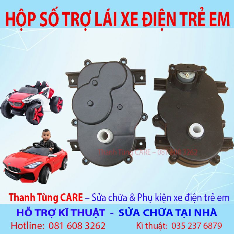 Hộp số động cơ trợ lái trái phải xe ô tô điện trẻ em ( gắn trên trục vô lăng )