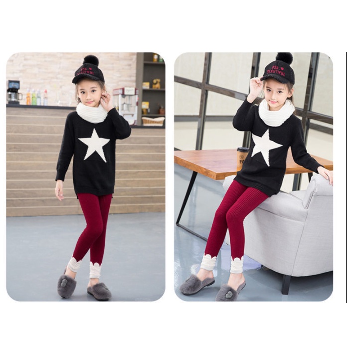 Quần len tăm ĐÍNH ĐÁ dày dặn cho bé 1-4 tuổi