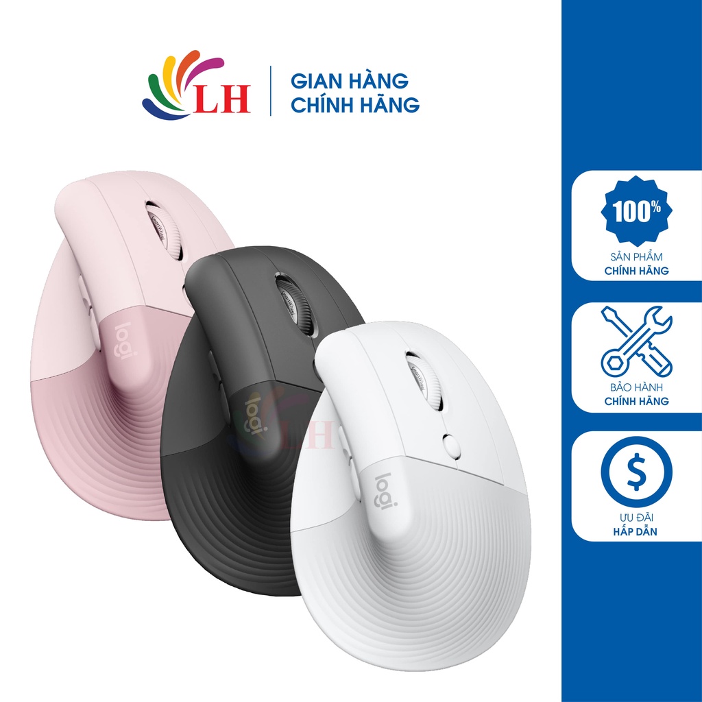 Chuột không dây Logitech Lift Vertical Ergonomic Mouse - Hàng chính hãng - Góc độ hoàn hảo, không dây tiện lợi