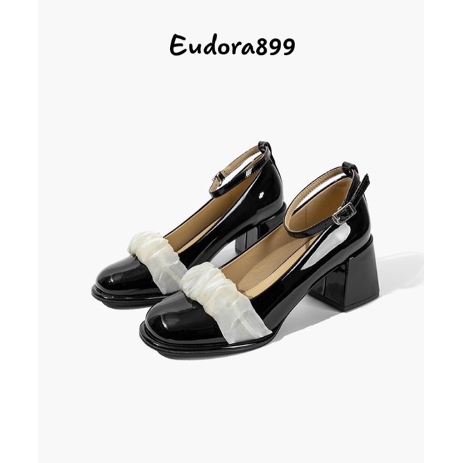 Giày nữ cao gót tiểu thư nữ tính đế vuông nhún GB238 Eudora6868