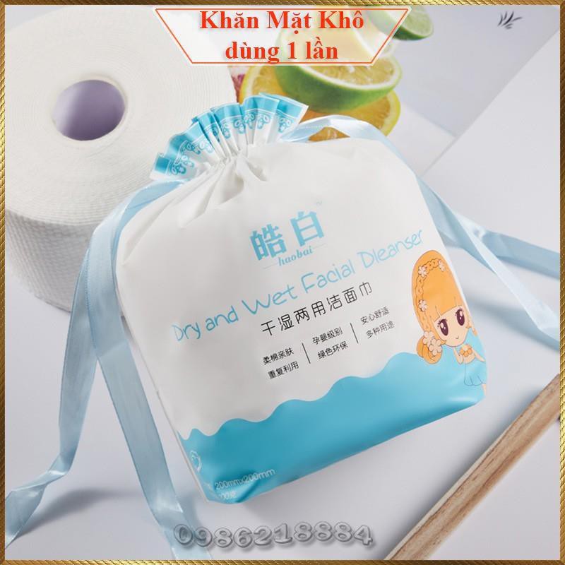 Khăn lau mặt khô túi 50 miếng HAOBAI khăn cotton đa năng KKH2