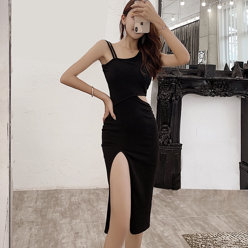 IELGY Đầm Không Tay Lưng Cao Màu Trơn Thời Trang Dành Cho Nữ Màu Sắc