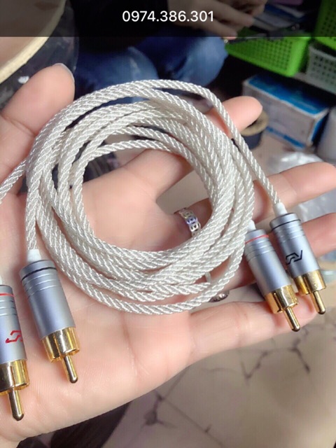 Dây tín hiệu AV 2 (RCA)  hoa sen mạ bạc kết hợp Jack mạ vàng 24k hàng Taiwan. Báo giá 1 cặp như ảnh.