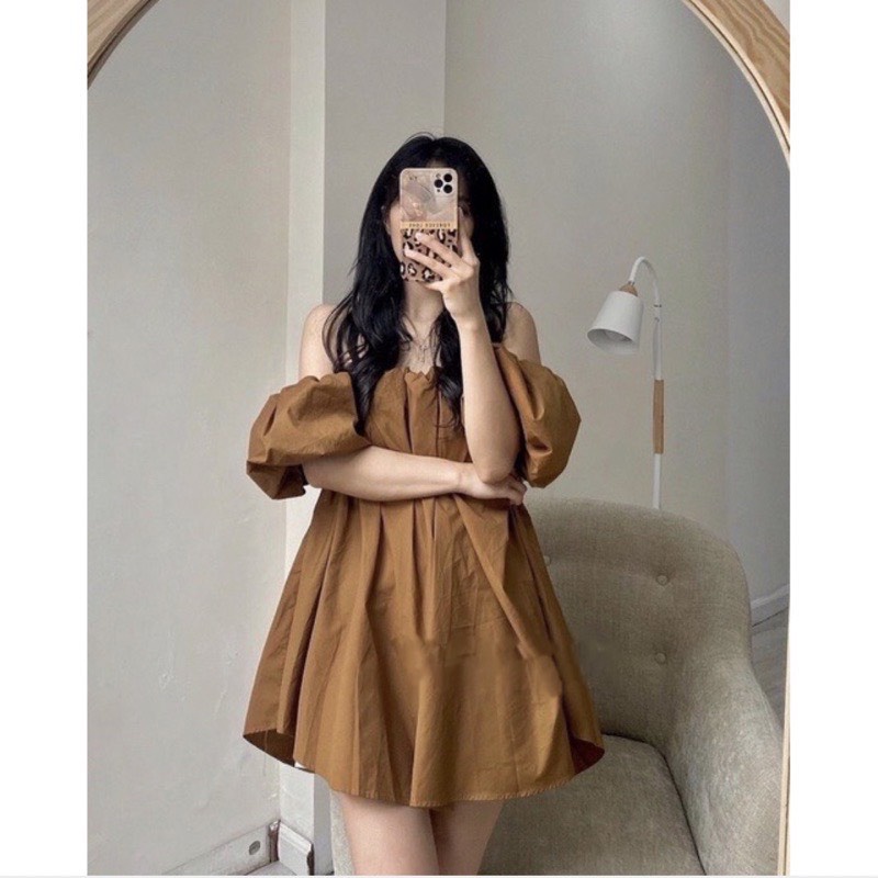 Áo Thô Trễ Vai Tay Phồng Dáng Giấu Quần Siêu Xinh - SIKY AT09