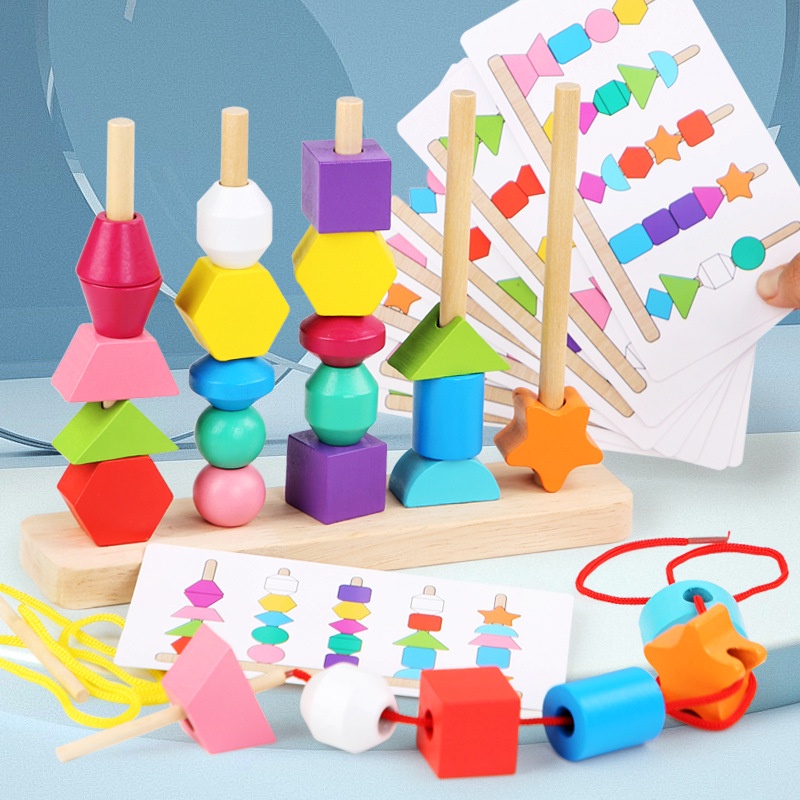 Đồ chơi khối xếp chồng lên nhau Treeyear hạt mịn giáo dục theo phương pháp montessori cho bé trai và bé gái 2 tuổi