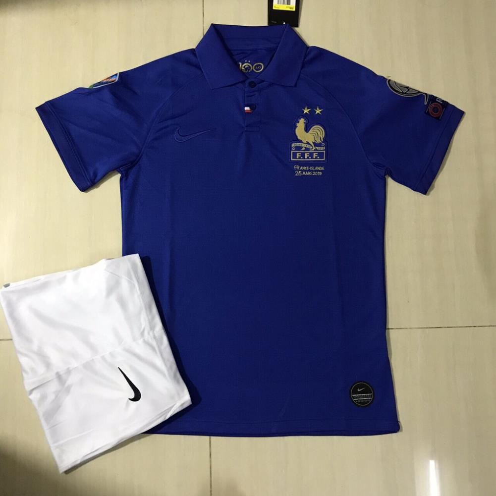 Bộ Quần Áo Bóng Đá Đẹp 2019 Mới Nhất Đội Tuyển Pháp Có Cổ Thun Lạnh Thái Lan Cực Chất - Màu Xanh Đậm *