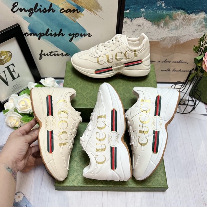 Giày Thể Thao Đế Độn GUC CI Nữ 💥SẴN MÀU TRẮNG💥Giày Tăng Chiều Cao 5P  A196