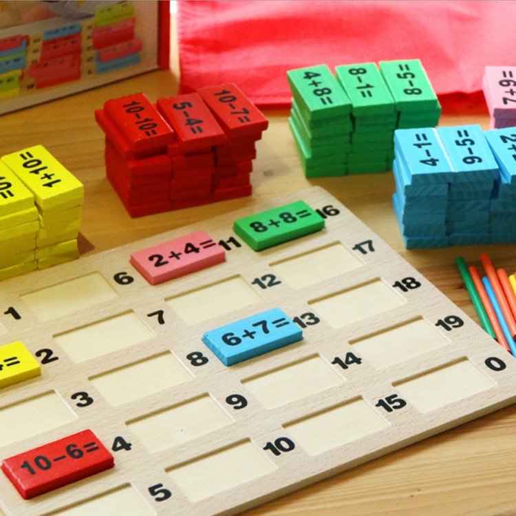 Đồ chơi Domino 110 quân bằng gỗ kèm que tính