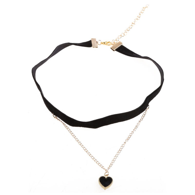 Vòng Cổ Choker Hai Lớp Mặt Hình Trái Tim Gợi Cảm