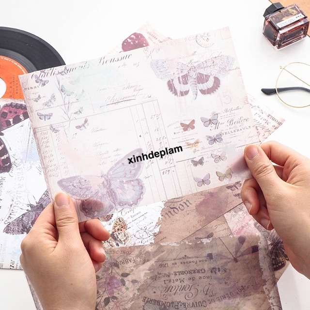 Giấy bìa vintage cổ điển làm planner buller journal srapbook