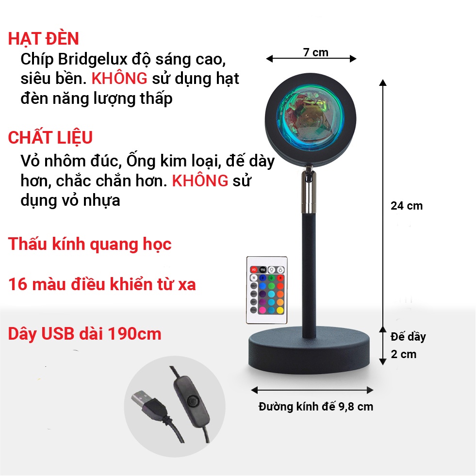Đèn hoàng hôn 𝟏𝟔 𝐦𝐚̀𝐮 𝐜𝐨́ đ𝐢𝐞̂̀𝐮 𝐤𝐡𝐢𝐞̂̉𝐧, Đèn led tiktok điều khiển chuyển đổi 16 màu sắc