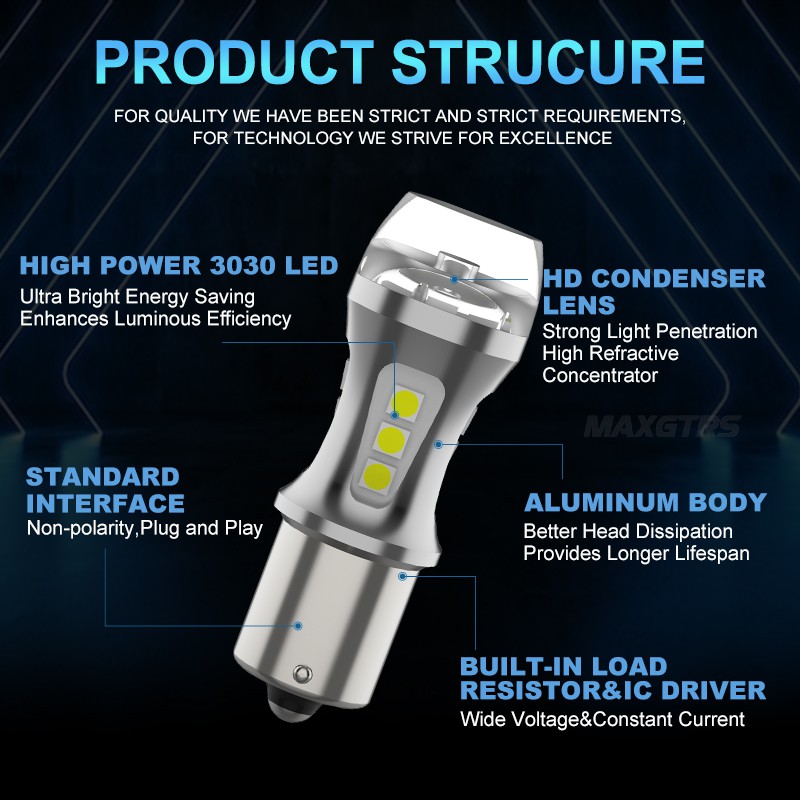 Set 2 đèn LED MAXGTRS 1156 1157 7440 7443 3156 3157 LED BA15S BAY15D P21W T20 P21/5W W21/5W S25 dành cho xe ô tô