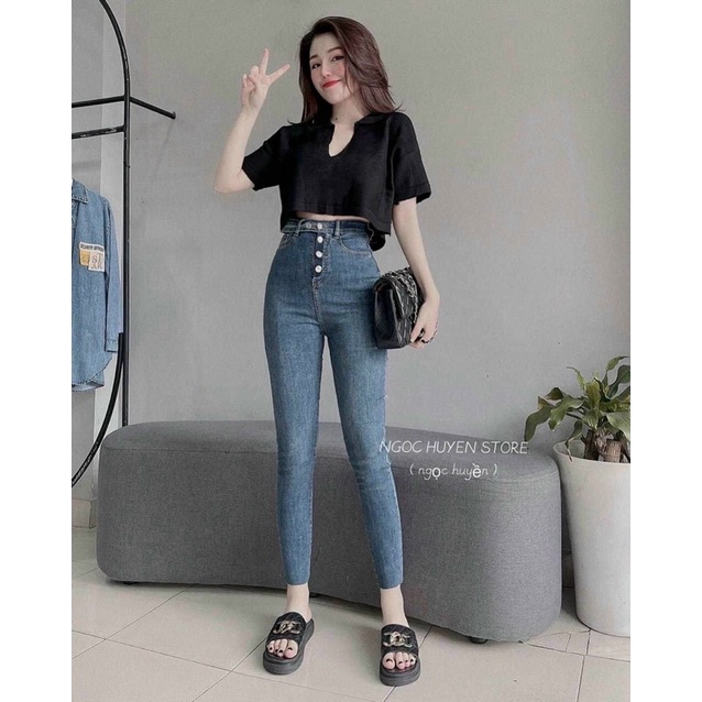 quần jean lưng siêu cao 5 núc ( hình thật)