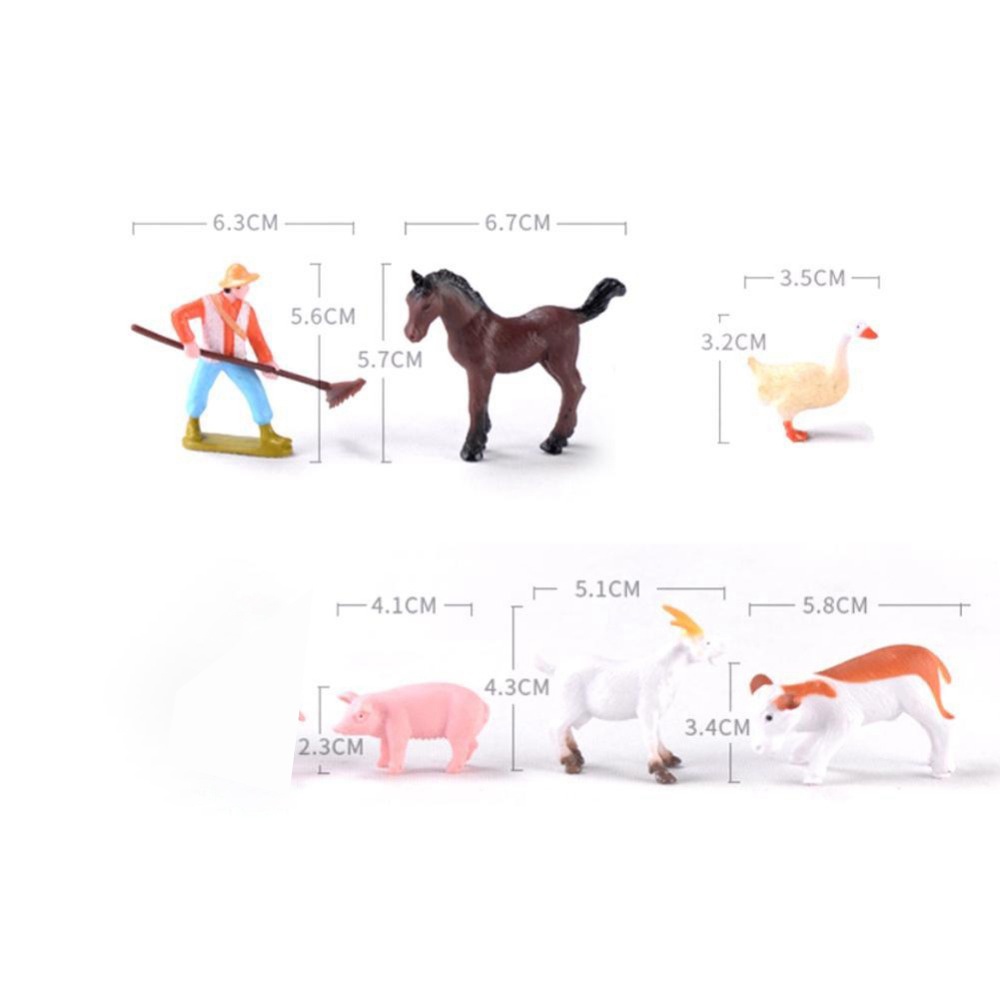 Set 1/ 6 Mô Hình Tượng Dê / Cừu / Lợn / Heo / Bò Sữa Mini Trang Trí Tiểu Cảnh Xinh Xắn