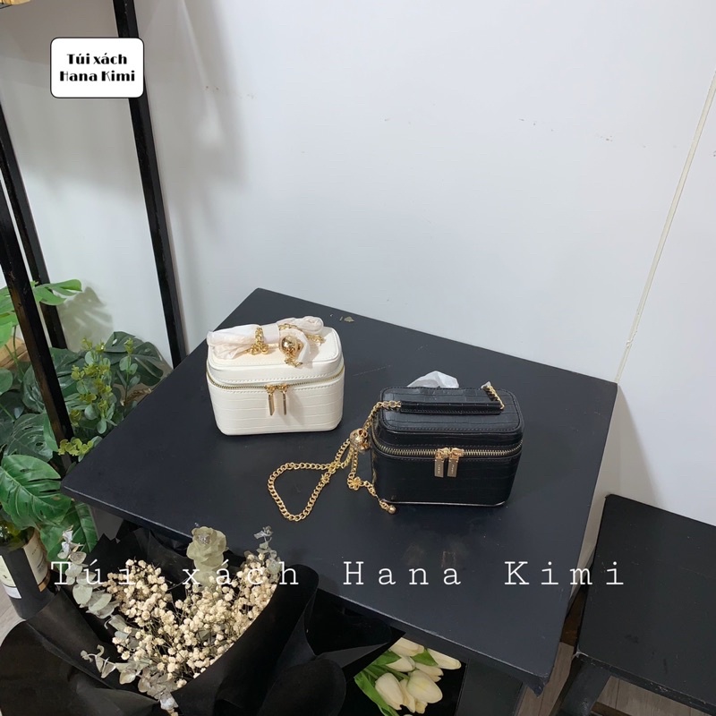 Túi đeo chéo nữ size mini 15cm hình hộp chữ nhật Textured Leather