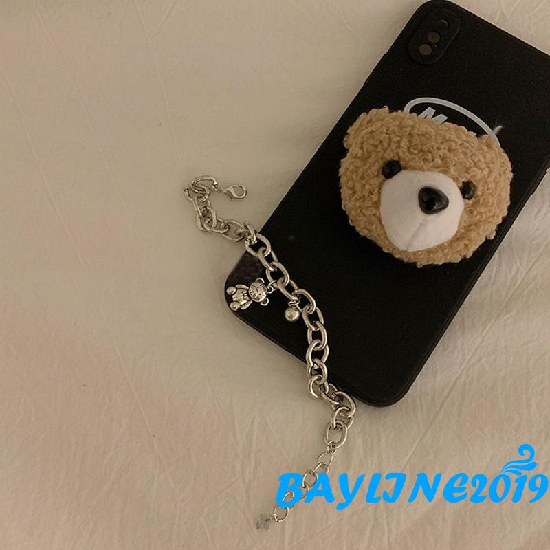 Vòng tay dây xích mặt hình gấu hoạt hình đơn giản cho nữ