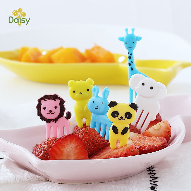 Mini Fruit Fork Sign Cartoons Toothpick Animal Farm Lunch Children Dinner Bags