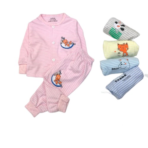 Bộ dài tay cài cúc noubaby cho bé, mẫu kẻ [FREESHIP] chất liệu cotton, hàng chuẩn in mác dập