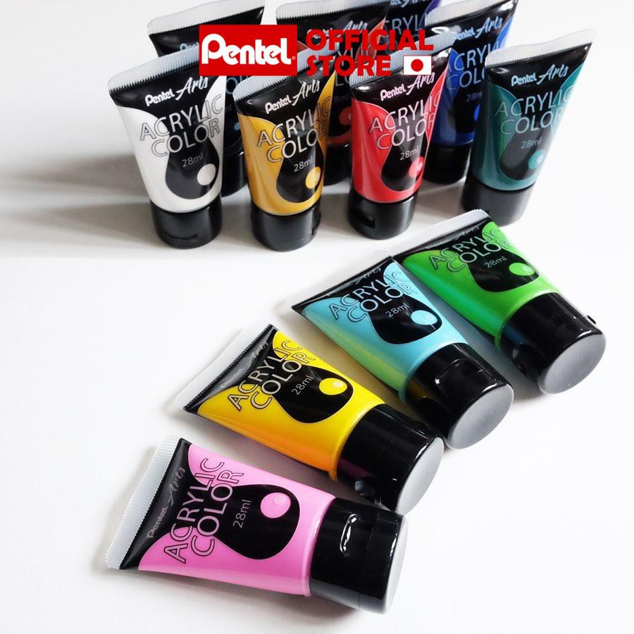 Màu Acrylic Pentel WA2 Dạng Tuýp 28ml | Độ Bền Màu Cao | Vẽ Trên Mọi Chất Liệu