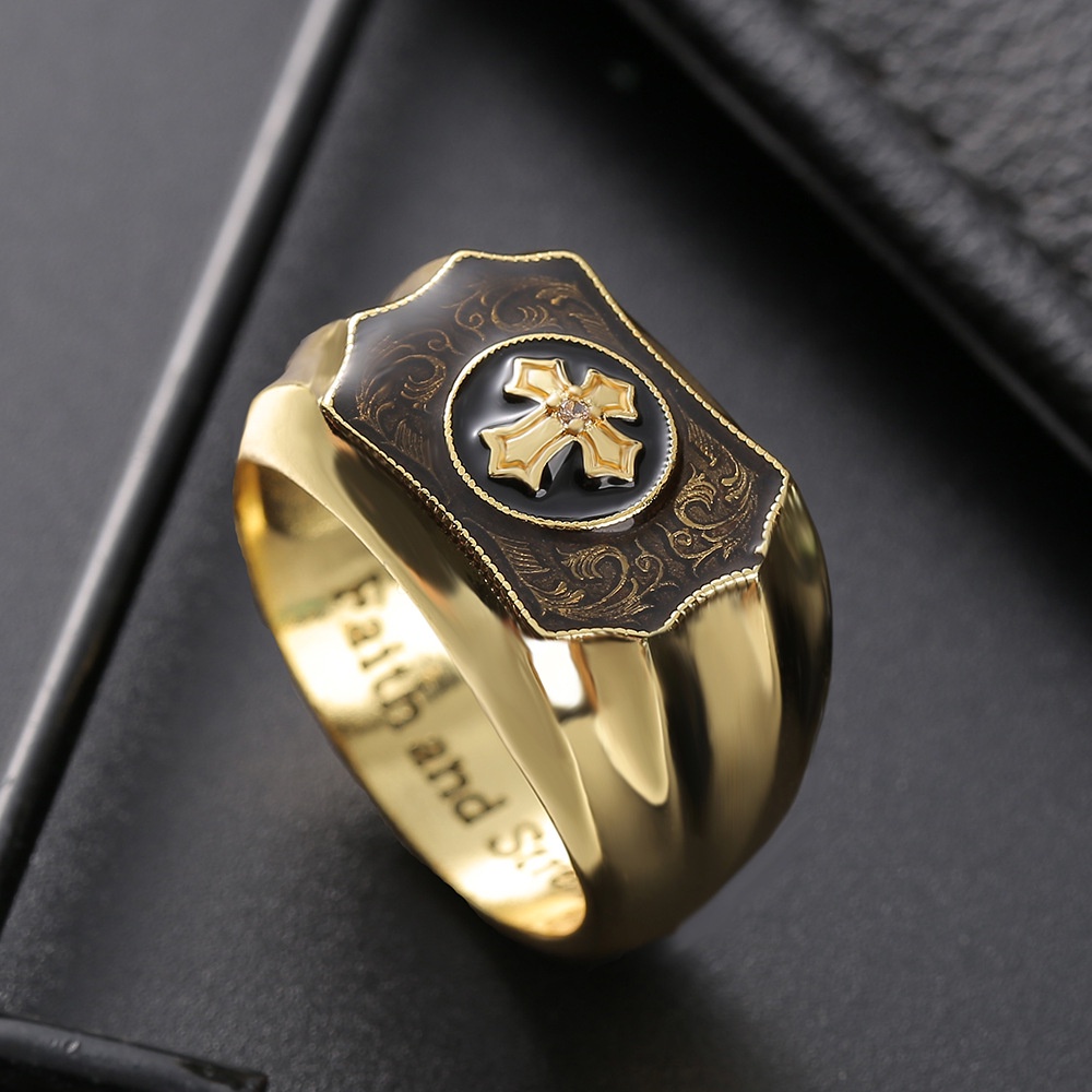 Nhẫn Mạ Vàng 18k Hình Thánh Giá Sáng Tạo Cho Nam