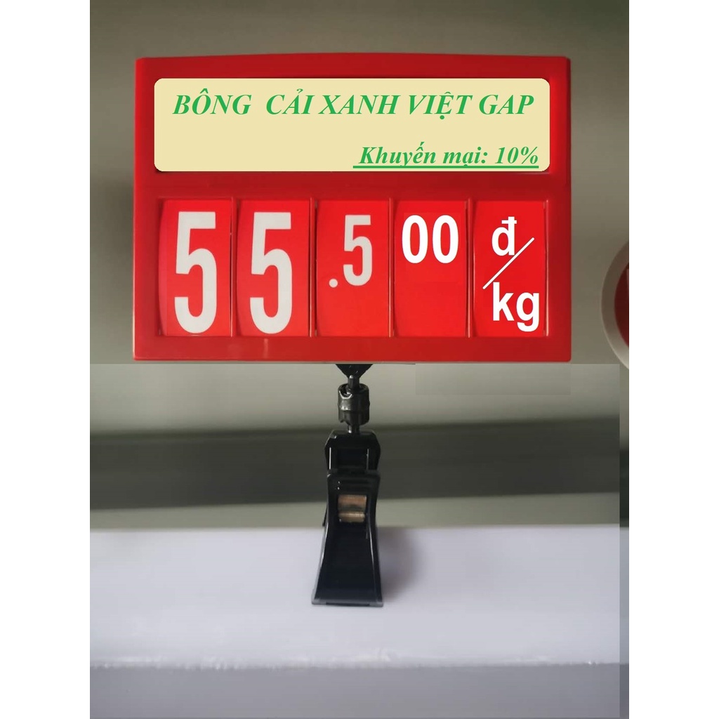 Bảng giá siêu thị, kẹp bảng giá siêu thị màu đen, có bộ số lật và ô ghi tên sản phẩm siêu tiện dụng, kích thước 12 x 8,5