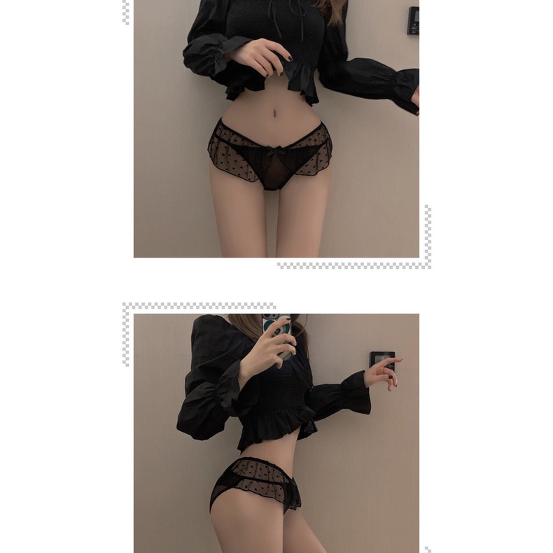 Quần Lót Nữ-Quần Lót Ren thiết kế lưới đính trái tim nhỏ sexy thoáng mát MÃ C26