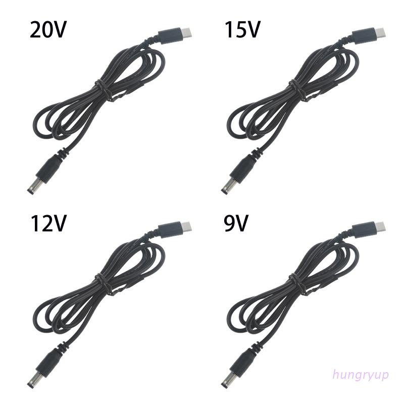 Dây cáp nối nguồn USB C loại C PD qua 9V 12V 15V 20V 5.5x2.1mm cho bộ điều hướng laptop loa CCTV camera không dây