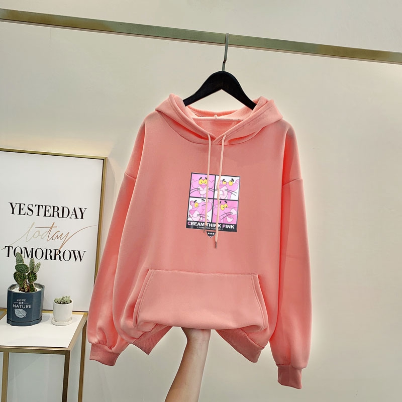 Áo Hoodie tay dài in hình báo hồng ngộ nghĩnh đáng yêu cho cặp đôi