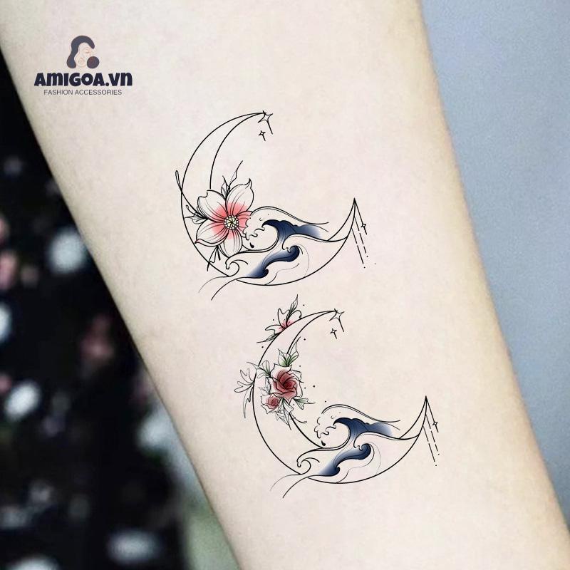 ✨✨Nhãn dán hình xăm tạm thời hình hoa hồng 3d chống thấm nước lâu trôi chuyên nghiệp