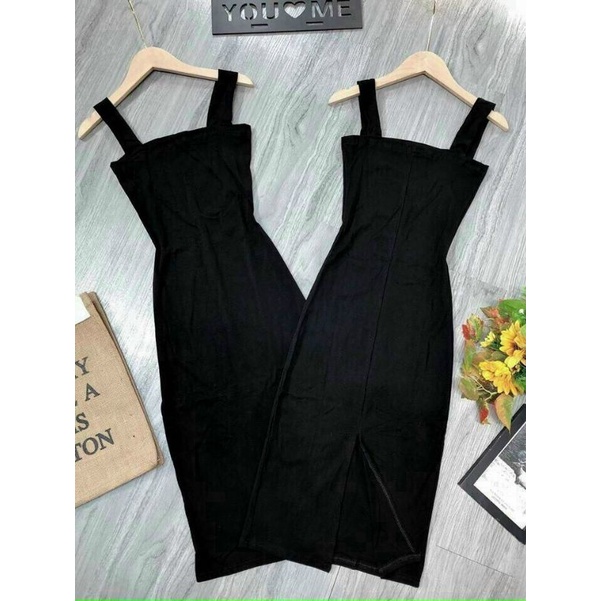 Váy cotton thái hai dây bản to co dãn 4 chiều