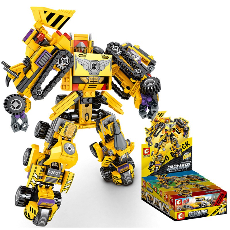 Đồ chơi lắp ráp Robot Xây dựng 6 trong 1 - Robot Transformer Sembo Block 103111 - Đồ chơi Lego 587 mảnh ghép