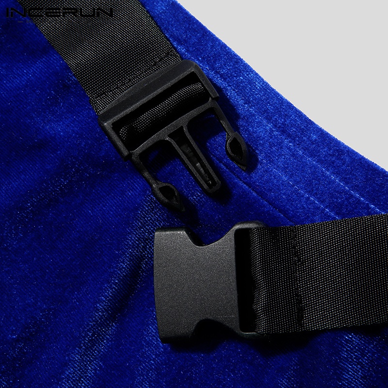 Quần dài INCERUN ống loe màu trơn thiết kế khoét lỗ thời trang quyến rũ cho nam