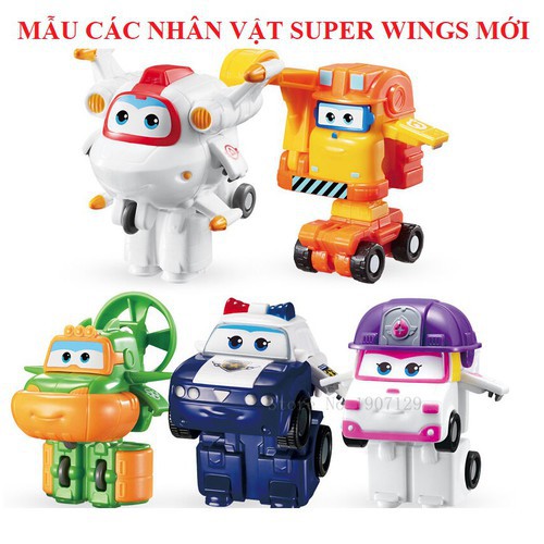 Super wings MẪU MỚI đội bay siêu đẳng đồ chơi trẻ em máy bay mini biến thành rô bốt 1 nhân vật