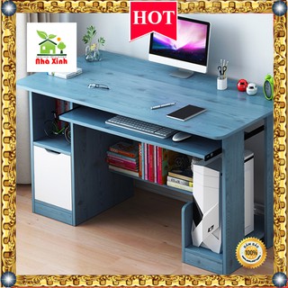 Bàn để Laptop có ngăn kéo - Bàn học bằng gỗ để máy tính cây tiện lợi KT : 100 x 72 x 37 cm ( Màu Xanh Lam, Màu Vàng )