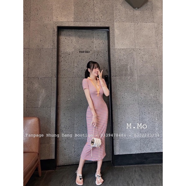 VÁY BODY KẺ CỔ ĐỨC VIỀN CHẤT ĐẸP DÀY DẶN CO GIÃN TỐT MS19882